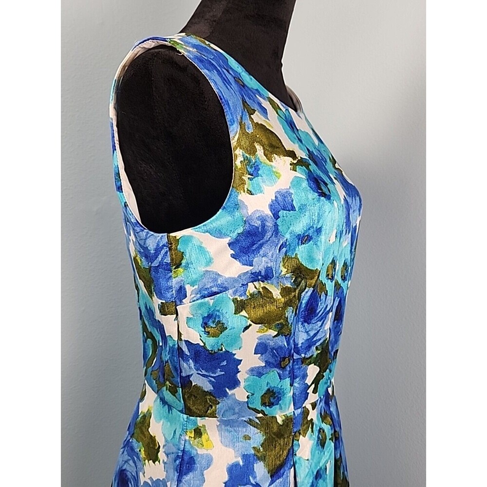 Karin Stevens A-line Dress Sleeveless Floral Rear Zip Size 10 Spring Garden - Picture 5 of 13